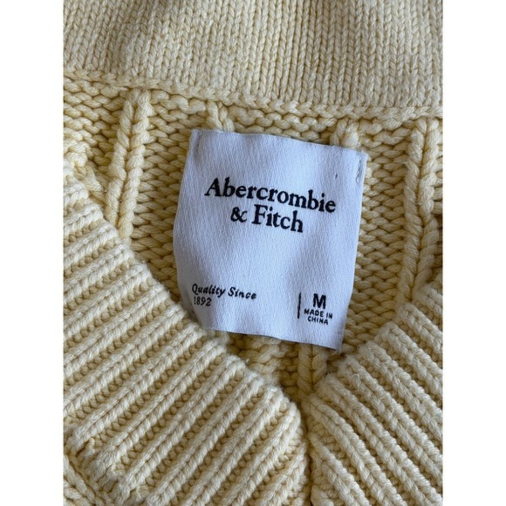 Abercrombie & Fitch Yellow Cable Knit V-Neck Sweater Vest - Picture 9 of 10